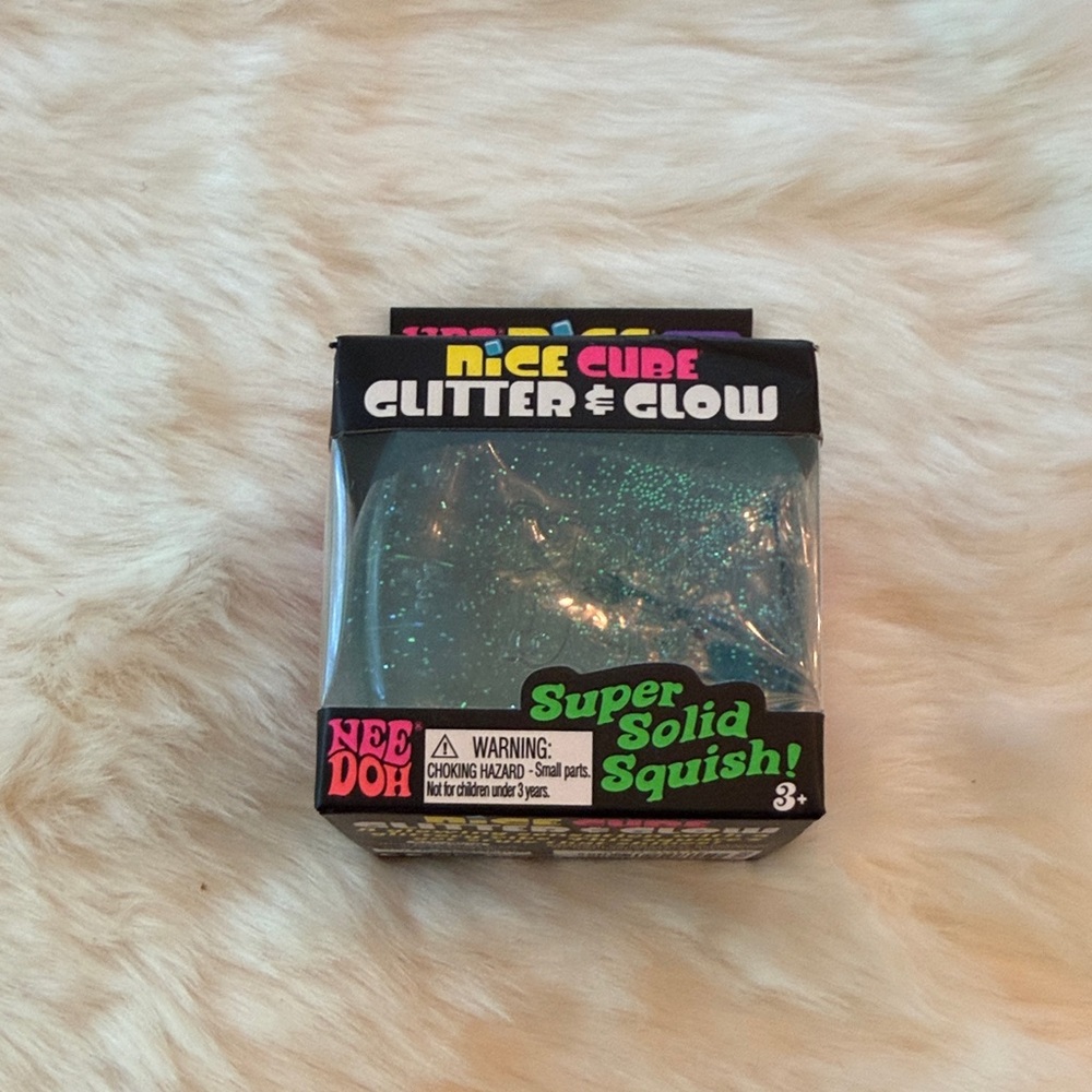 Nee Doh Nice Cube Glitter & Glow Super Solid Squish - Blue
